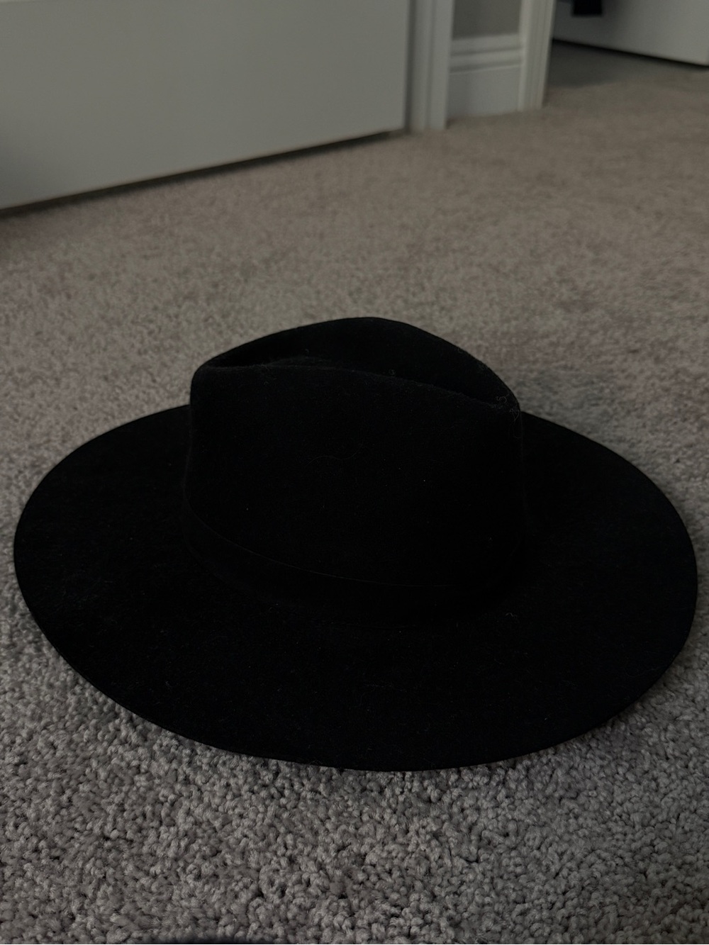 Janessa Leone Black Wide-Brim Wool Fedora